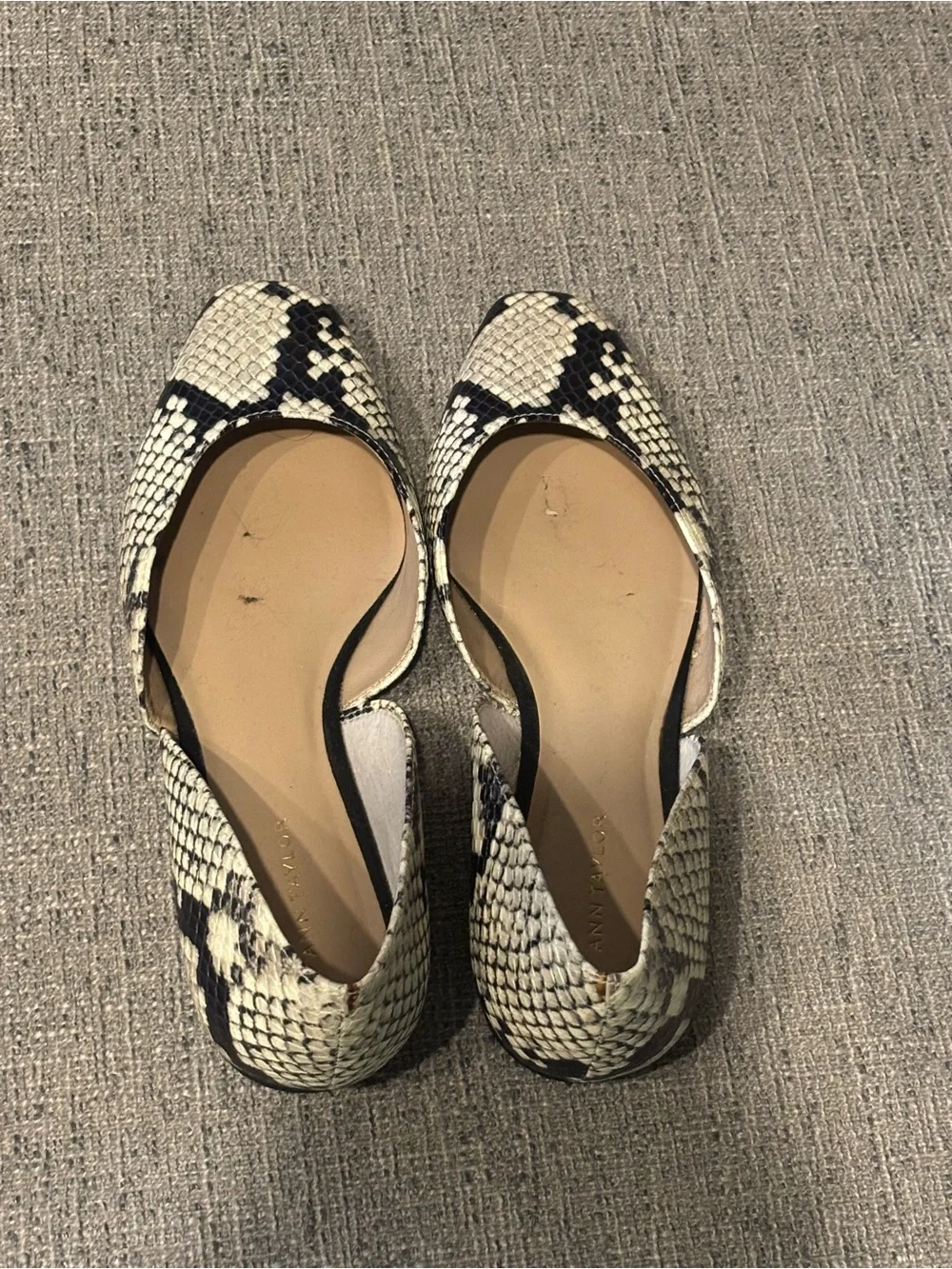 Ann Taylor Snakeskin Leather D’Orsay Flats 🥿 Well Loved